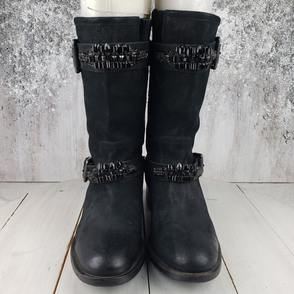 463gap Vera Wang Lavender label Cameron black burnished leather boots 11 - Picture 8 of 12